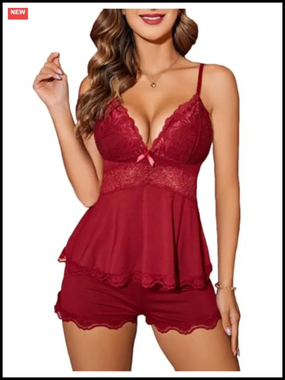 Women's Lace Cami & Shorts Set - Pajama Lounge Sleepwear